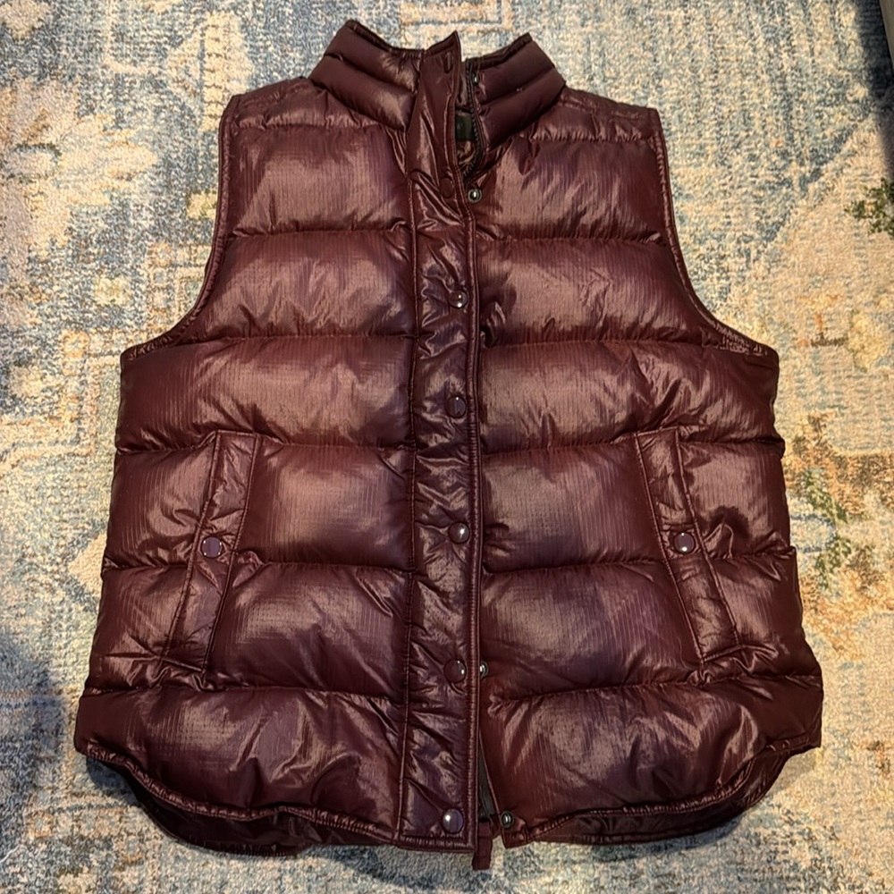 JCrew Oxblood Down Filled Puffy Vest Sz M